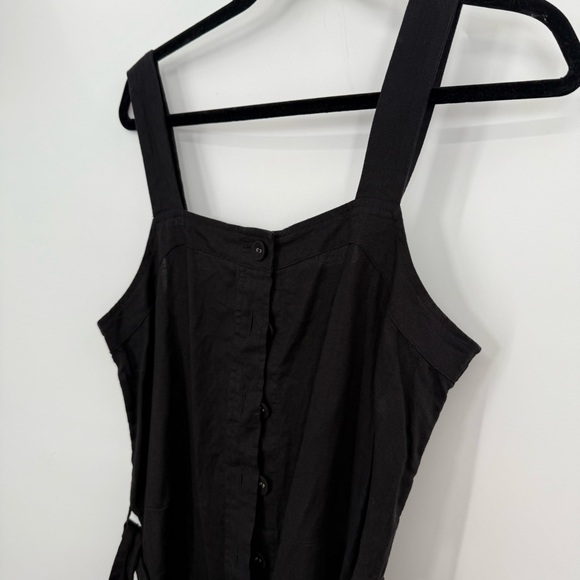 EVERLANE The Linen Picnic Jumpsuit Black Sleeveless Button-Up Size 8 - Picture 6 of 12
